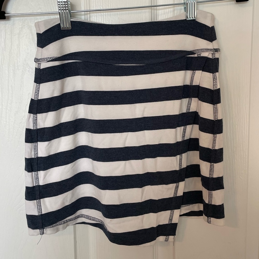 Athleta Ribbon Stripe Skirt Womens Blue White Faux Wrap XXS